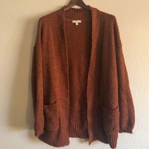 BP. Slouchy Boyfriend Knit Cardigan in Rust Orange